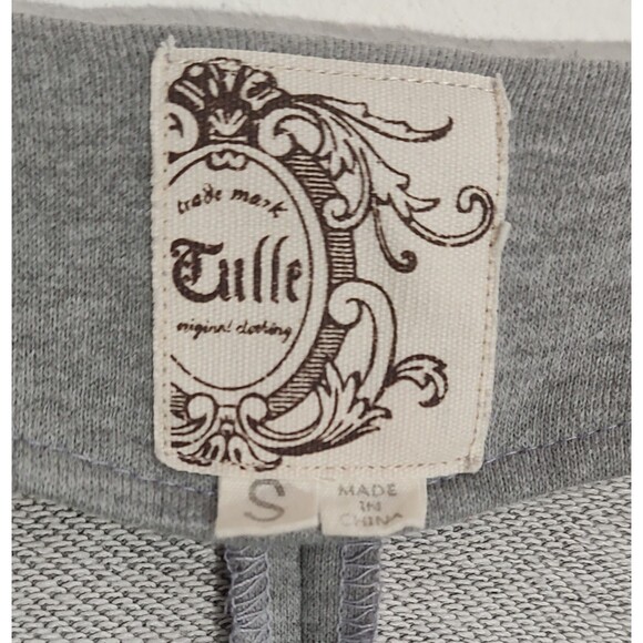 Tulle Anthropologie Gray Cropped Cardigan Jacket 3/4 Sleeve - Picture 2 of 9